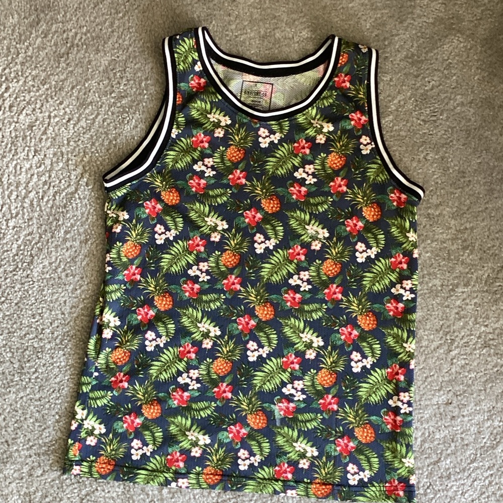Men's Navy Tropical Floral Tank Top